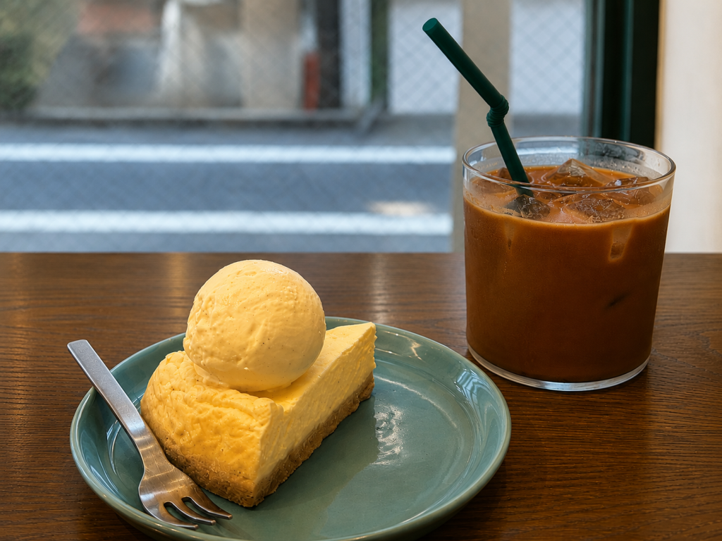 次女の好きなALL SEASONS COFFEEでいただいたチーズケーキとアイスチョコドリンク